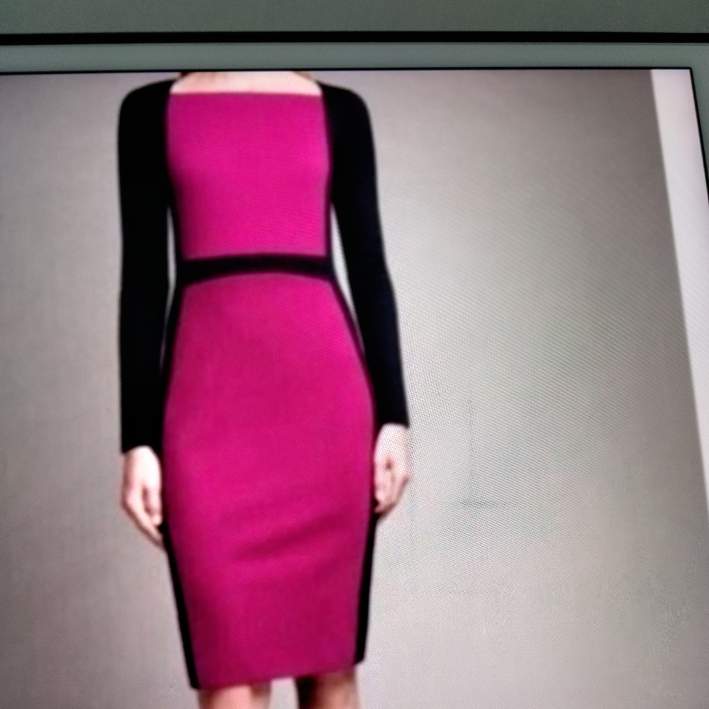 Narciso Rodriguez dress Long sleeve Black purple color block square neck midi  M